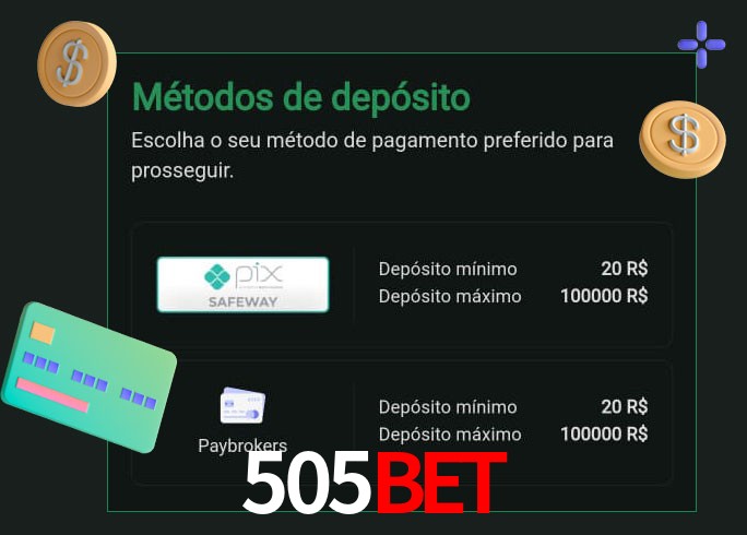 O cassino 505Bet oferece uma grande variedade de métodos de pagamento